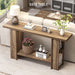 53 Inch Long Entryway Table, 2-Tier Wood Console Table with Storage Side Shelves, Farmhouse Sofa Table for Living Room, Narrow Hallway Foyer Table behind Couch for Home Decor, Rustic Oak