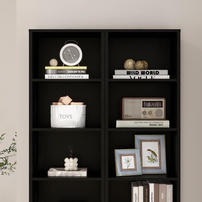 8 Tier Storage Shelf Bookcase, Slim Organizer Shelves Cabinet Tall Narrow Media Tower Rack Display Bookshelf for Home Office (Black)