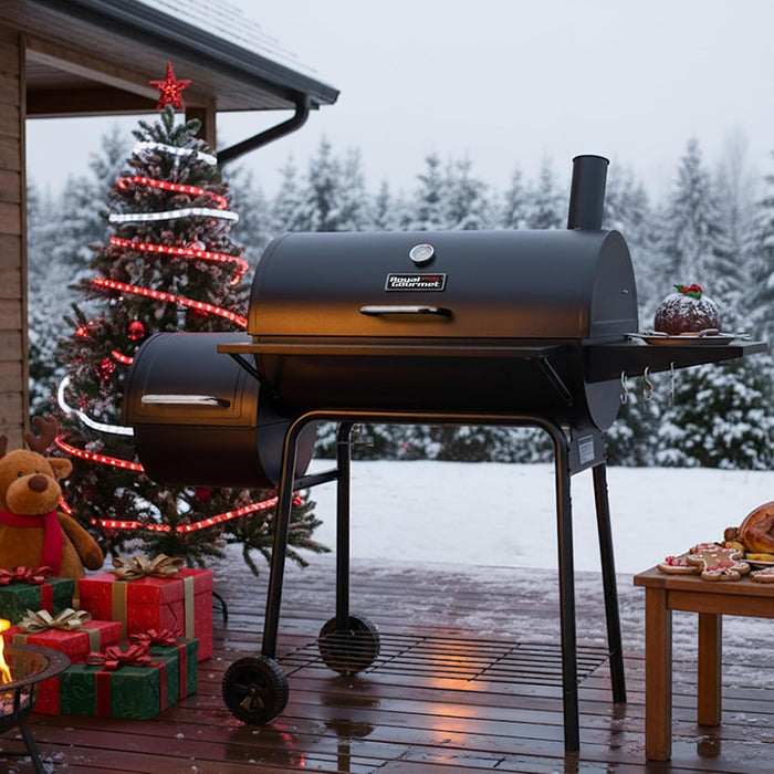 CC1830S BBQ Charcoal Grill and Offset Smoker | 823 Square Inch Cooking Surface, Outdoor for Camping | Black