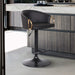 Solstice Adjustable Black Faux Leather Swivel Barstool with Black Powder Coated Finish and Gold Accents