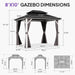 8' X 10' Hardtop Gazebo Metal Double Roof White Aluminum Frame Outdoor Heavy Duty Gazebo with Curtain and Netting for Patio Garden and Backyard, Grey