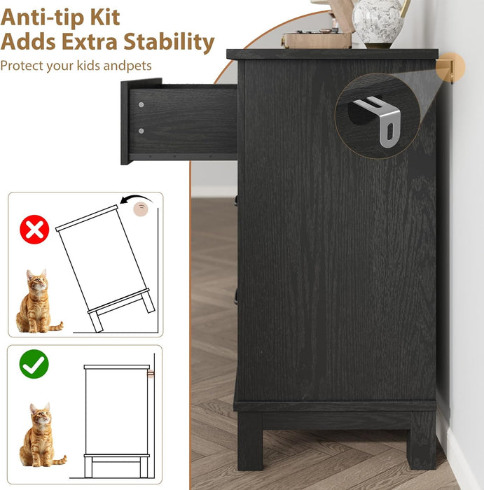 6 Dresser for Bedroom, 47 in Wide Drawer Dresser with Storage Freestanding, Wooden Closet Storage Chest for Living Room, Bedroom, Entryway, Black