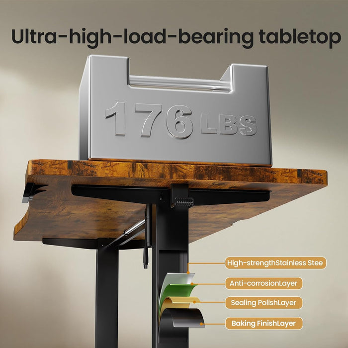 63Inches Electric Standing Desk Brown Walnut Finish