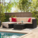 5 Piece Patio Conversation Set Wicker Rattan Furniture Outdoor Sofa with Cushions,Pillows & Glass Table for Porch,Lawn and Yard,Beige