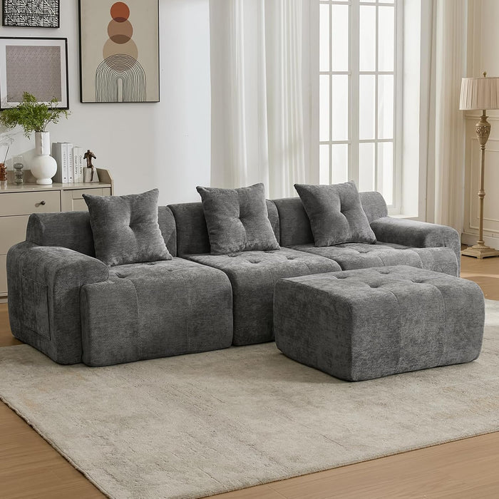CharcoalGray 101Inch Modular Sectional Sofa With Ottoman