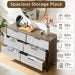 47" Wide Fluted 6 Drawer Dresser for Bedroom, Walnut/White