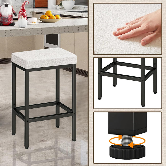 26 Inch Counter Height Bar Stools Set of 4, Fabric Barstools HBS514W-2 | White Kitchen Barstools with Metal Leg, Modern Bar Stool Chairs for Kitchen Island Counter Breakfast Bars Living Room Party