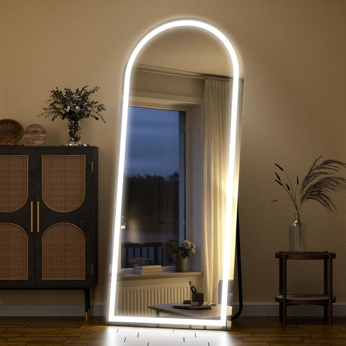 LED Arched Full Length Mirror with Lights 65"X24"