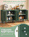 63" Sideboard Buffet Cabinet, Mid Century Modern Credenza Storage Cabinet with Carved Handle & Adjustable Shelves, Buffet Table Kitchen Coffee Bar for Living Room Dining Room - Green