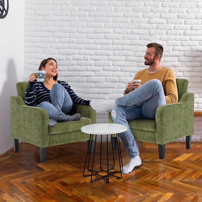 Olive Green Mid Century Modern Accent Chairs, Set of 2