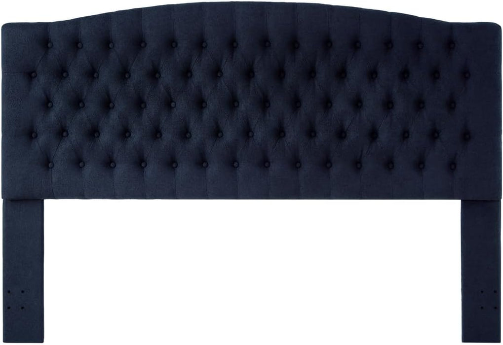 Boucle Upholstered Tufted Button King Headboard and Comfortable Fashional Padded King/California King Size Headboard,6025-K-Boucle-Navy Blue