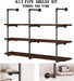 Industrial Iron Pipe Shelves, 3 Set 4-Tier 41.5" Tall 12" Depth, DIY Open Bookshelf Bookcase, Wall Mounted Vintage Retro Shelving, Rustic Farmhouse Pantry Kitchen Storage, Black Shelf Brackets