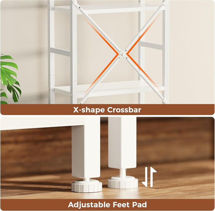 Triple 5 Tier Bookshelf, Bookcase with 14 Open Display Shelves, Wide Book Shelf Book Case for Home & Office, White