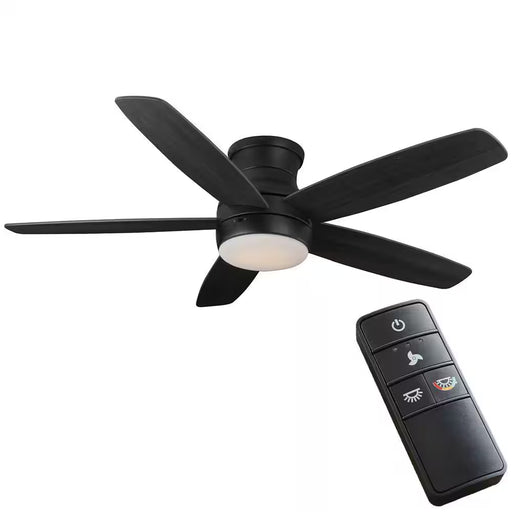 Ashby Park 52 In. White Color Changing Integrated LED Matte Black Indoor Ceiling Fan with Light Kit and Remote Control