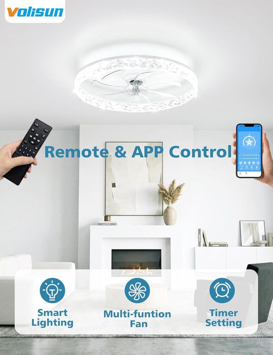 24" White Low Profile Ceiling Fan With Remote