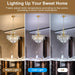 Crystal Chandeliers for Dining Room, Modern Gold Chandelier Light Fixture, Crystal Kitchen Ceiling Hanging Pendant Light 6 Lights for Living Room Hallway Bathroom Bedroom Foyer