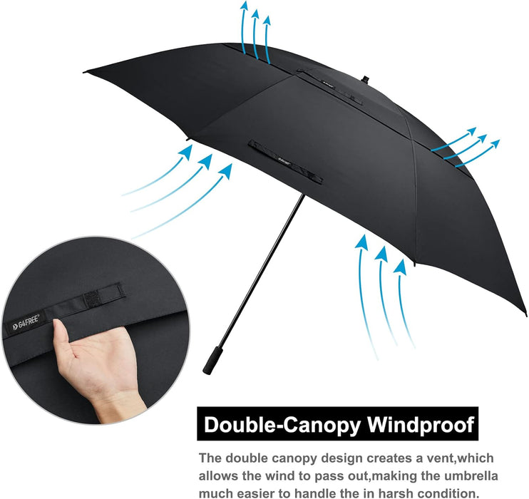 80 Inch Huge Large Oversize Golf Umbrella Double Canopy Vented Windproof Stick Umbrellas, 6.6 Ft Heavy Duty Outdoor Doorman Umbrella Family Umbrella