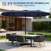 15Ft Patio Umbrella with Base,Large Outdoor Double-Sided Rectangle Umbrella with Crank Handle, Market Umbrella for Poolside Garden Deck Backyard Beach Pools, Navy Blue