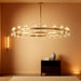 Modern 60 Inch Gold round Chandelier, Extra Large Chandeliers Crystal Chandeliers for Living Room, Large Wagon Wheel Chandelier for Foyer, Staircase, Entrance,Includes Bulb