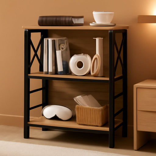 Brown IndustrialGrade 3 Tier Bookcase With Backboard