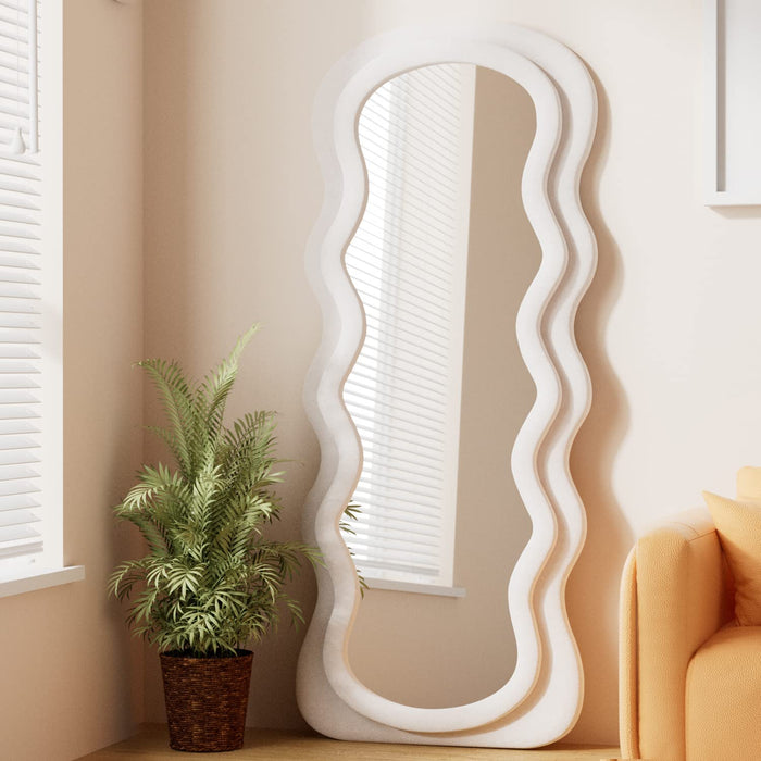 White Irregular Wavy Full Length Mirror