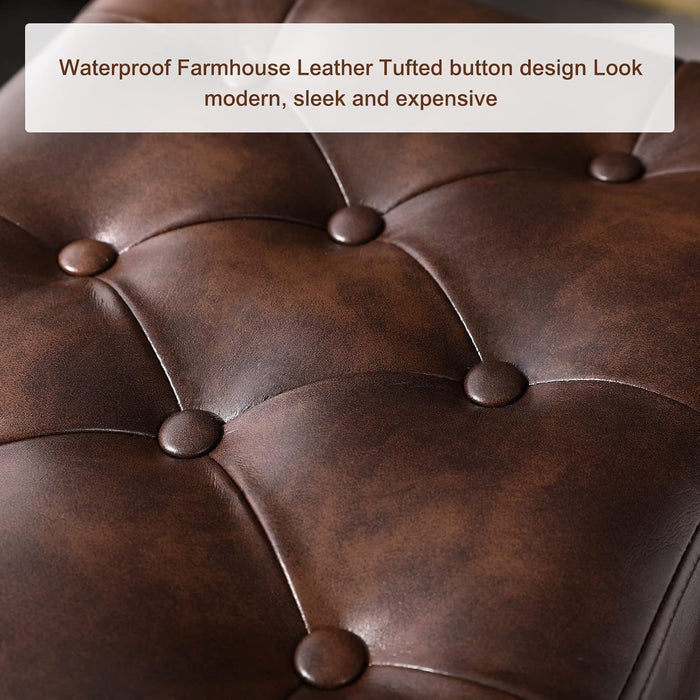 Leather Bar Stool set 2 Dark Brown