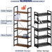 NUMENN 5 Tier Bookshelf, Tall Bookcase Shelf Storage Organizer, Modern Book Shelf for Bedroom, Living Room and Home Office, Vintage