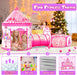 3 in 1 Girls Princess Play Tent for Kids: Pop up Toddlers Playhouse with Baby Crawl Tunnel, Ball Pit and Castle Tent - Pink Children Play Tent Toys Indoor and Outdoor Game for Birthday Gift