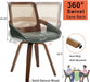 Set of 4 Green Rattan Dining Chairs - Mid Century Modern Dining Chairs with Walnut Bentwood Frame, Ergonomic Rattan Back, Curved Arms, Versatile for Living Room/Conference/Kitchen (Walnut Green)