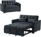 Black Velvet Sleeper Sofa With Adjustable Backrest
