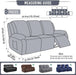 Recliner Sofa Covers 8-Pieces Stretch Large Couch Covers for 3 Seats Reclining Slipcovers Soft Jacquard Pattern Furniture Protector (Grey)