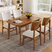 5 Piece Solid Wood Dining Table Set, Farmhouse Mid-Century Modern Table & 4 Upholstered Chairs for Home, Kitchen, Apartment, Space Saving, Brown+Biege