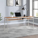 Modern 60-Inch Woodgrain Top Multipurpose Desk Table, Taupe Metal Frame with Oak Top Finish