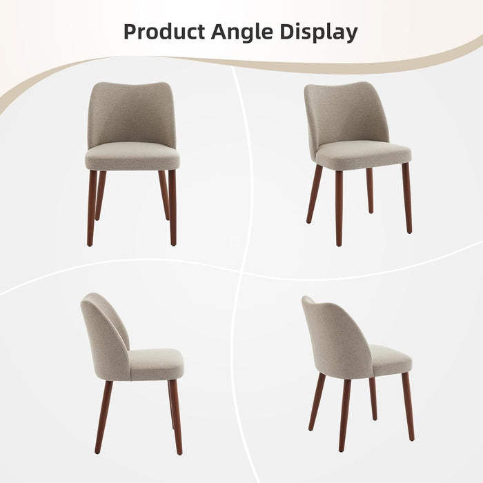 Wooden Dining Chairs Set of 4, Upholstered Mid Century Dining Chairs with Thick Seat Cushion and Curved Back for Dining/Kitchen/Living Room, Camel