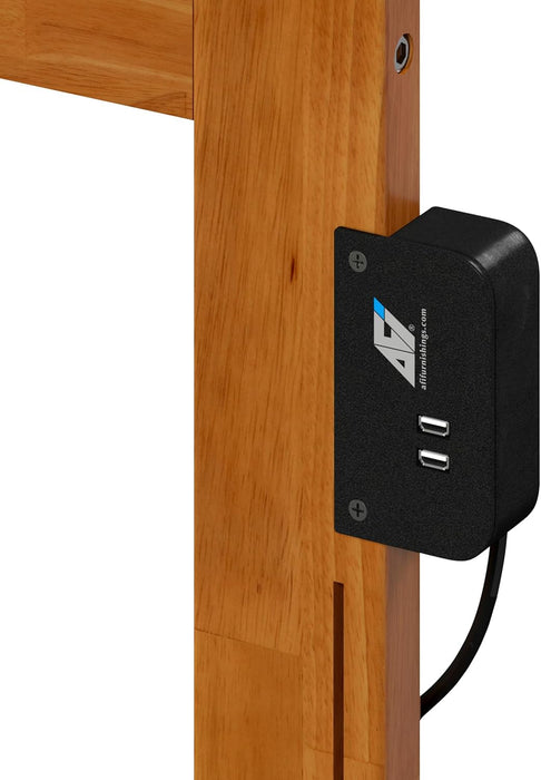 Richmond King Solid Wood Headboard with Attachable Charger in Light Toffee