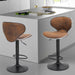 Bar Stools Set of 2 Adjustable Counter Height PU Leather Modern Swivel Barstools W/Back and Footrest Kitchen Counter Chairs, Coffee Color