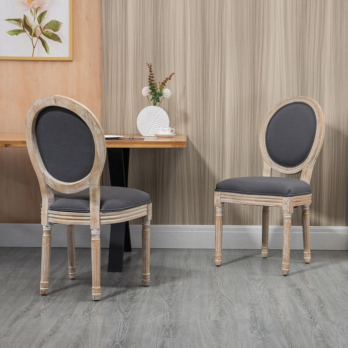 Upholstered Dining Chair Set of 2, French-Style Armless Accent Chairs with Back and Thick Padding, Gray