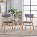 Mid Century Fabric Dining Chairs with Natural Oak Finish(Set of 2) (Dark Grey)