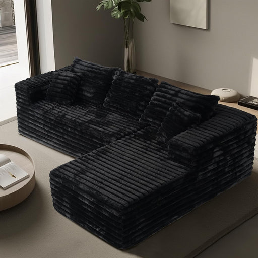 103Inch LShaped Modular Sectional Sofa EbonyVelvet