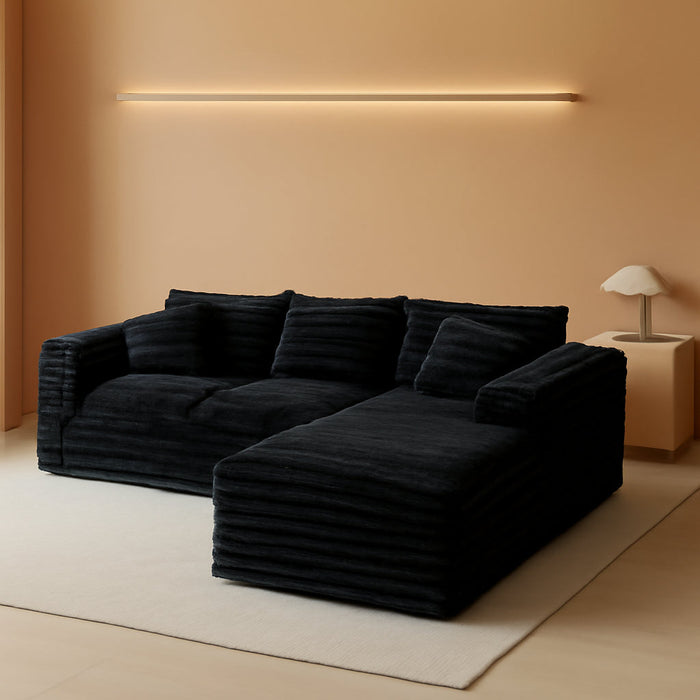 103Inch LShaped Modular Sectional Sofa EbonyVelvet