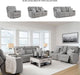 Biscoe Casual UV Resistant Power Reclining Sofa with Adjustable Headrest and USB Ports, Light Gray