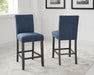 Collection Biony Espresso Wood Counter Height Dining Set with Blue Fabric Nailhead Stools,