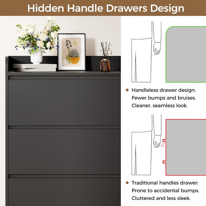 Black Dresser, 6 Drawer Dresser for Bedroom, Dresser for Closet