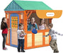 Outdoor Wood 4-In-1 Game House for All Kids, Boys and Girls Ages 3+, Garden Playhouse with Different Games on Every Surface