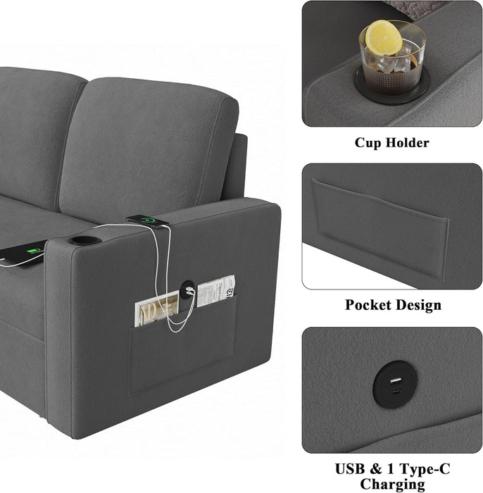87Inch MultiFunctional Velvet Sleeper Sofa With Storage