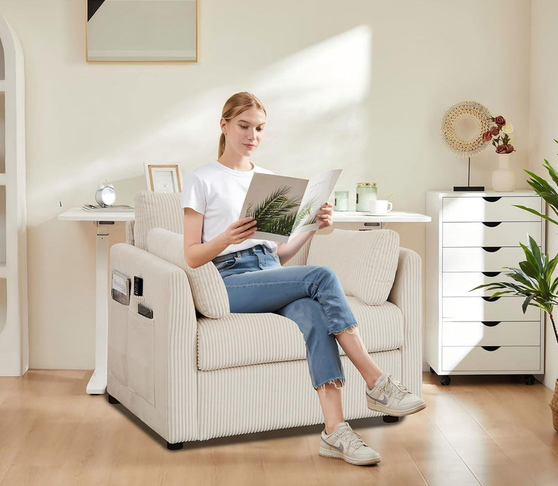 38" Modern Accent Chair Comfy Reading Chair Accent Chairs for Living Room Oversized Armchair for Bedroom,Apartment (Beige, 1 Chairs)