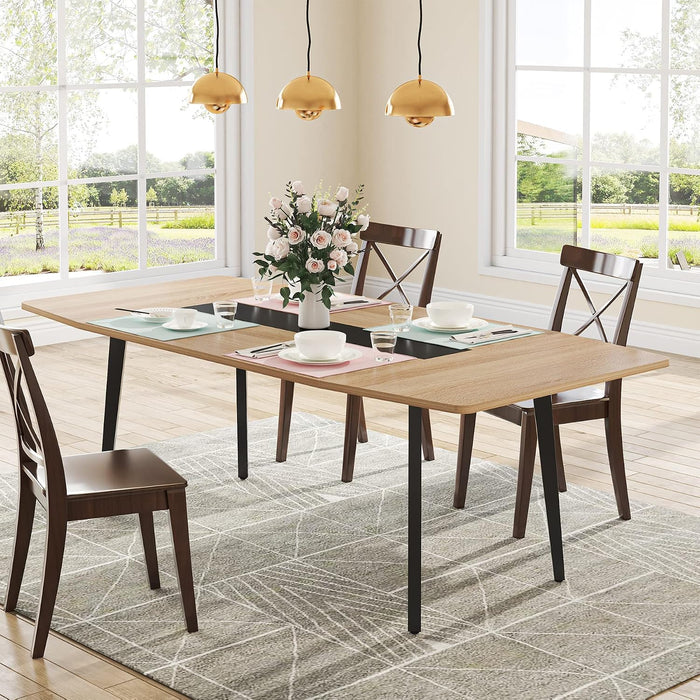 Tribesigns Modern Dining Table for 6 People, 70.86L X30.71W X 29.52H Inches Rectangle Kitchen Table Patio Table for Backyard,Dinning Room&Kitchen,Light Walnut