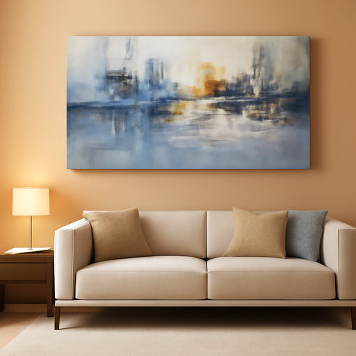 Abstract Wall Art Wall Decor Blue and Gray White Modern Canvas Wall Paintings Abstract Artwork for Living Room Bedroom Bathroom Office Home Decor Can Be Hung Directly 29"X 58"
