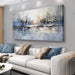 Abstract Wall Art Wall Decor Blue and Gray White Modern Canvas Wall Paintings Abstract Artwork for Living Room Bedroom Bathroom Office Home Decor Can Be Hung Directly 29"X 58"