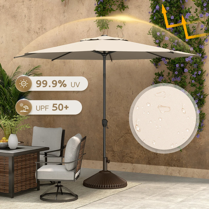 9Ft Outdoor Patio Umbrella W/ Push Button Tilt & Crank, 8 Ribs, Beige